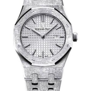 Audemars Piguet Royal Oak Frosted Gold Watch-Rhodium Dial 33mm-67653BC.GG.1263BC.01