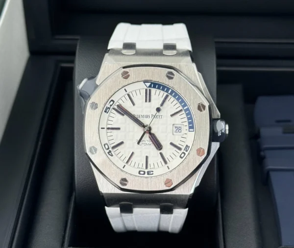 Audemars Piguet Royal Oak Offshore Diver Watch-White Dial 42mm-15710ST.OO.A010CA.01 - Image 3