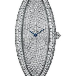 Cartier Baignoire Allongee Watch - 52 mm White Gold Case - Diamond Bracelet - HPI01307