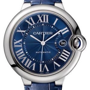 Cartier Ballon Bleu de Cartier Watch - 42 mm Steel Case - Blue Dial - Blue Alligator Strap - WSBB0025