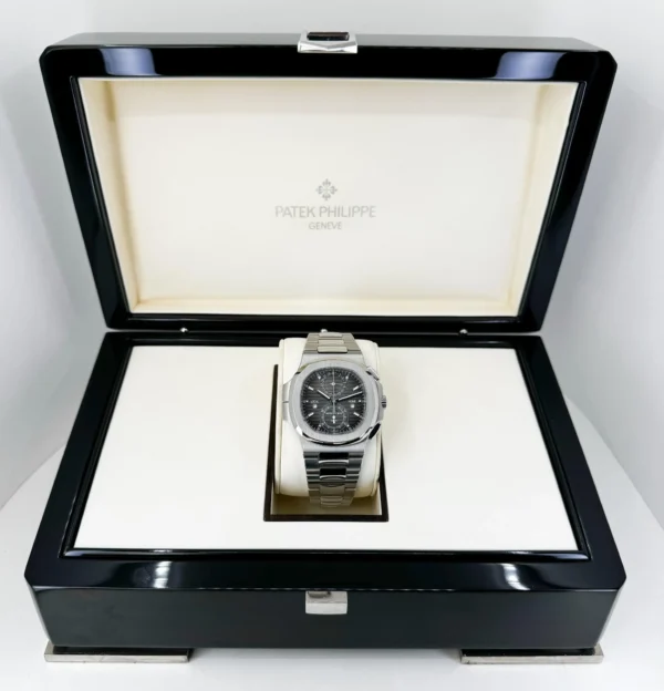 Patek Philippe 40.5mm Nautilus Travel Time Chronograph Watch Black Dial 5990/1A - Image 4