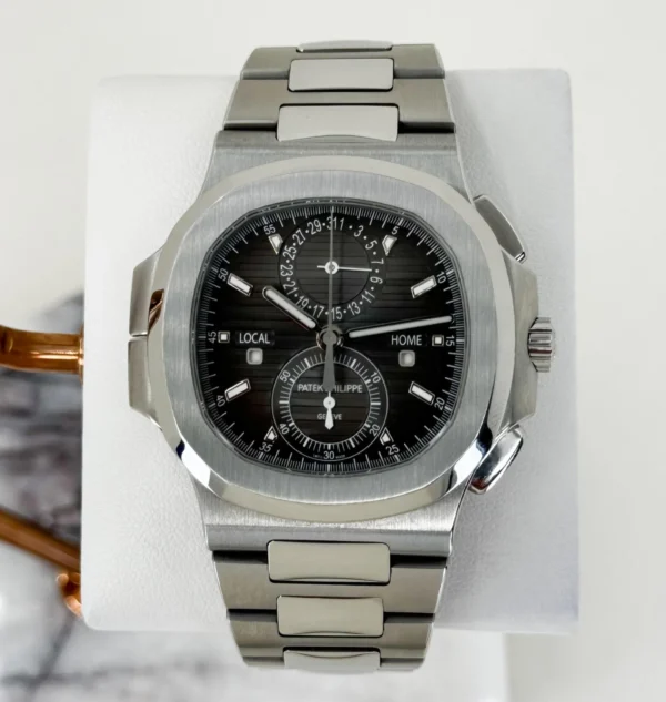 Patek Philippe 40.5mm Nautilus Travel Time Chronograph Watch Black Dial 5990/1A - Image 2