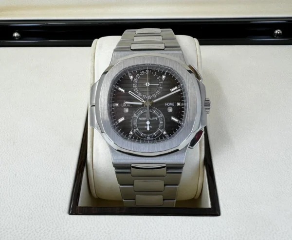 Patek Philippe 40.5mm Nautilus Travel Time Chronograph Watch Black Dial 5990/1A - Image 3