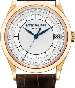 Patek Philippe Calatrava 38mm Silver Date Rose Gold Leather | 5296R-001