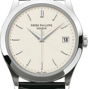 Patek Philippe Calatrava 38mm White Opaline Index Date White Gold Leather | 5296G-010