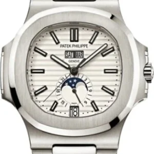 Patek Philippe Nautilus Annual Calendar Moon Phases Stainless Steel White Dial - 5726/1A-010
