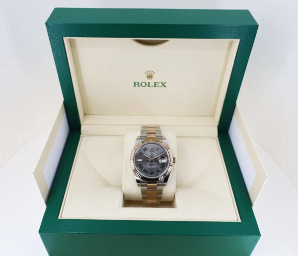 Rolex Datejust 36 Rose Gold/Steel "Wimbledon" Slate Roman Dial & Fluted Bezel Oyster Bracelet 126231 - Image 2