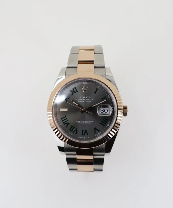 Rolex Datejust 36 Rose Gold/Steel "Wimbledon" Slate Roman Dial & Fluted Bezel Oyster Bracelet 126231 - Image 3