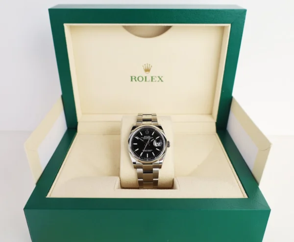 Rolex Datejust 36 Stainless Steel Black Index Dial & Smooth Domed Bezel Oyster Bracelet 126200 - Image 3