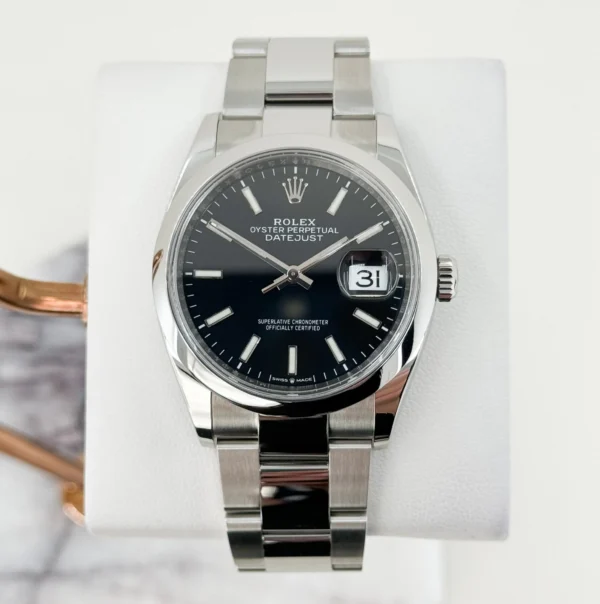 Rolex Datejust 36 Stainless Steel Black Index Dial & Smooth Domed Bezel Oyster Bracelet 126200