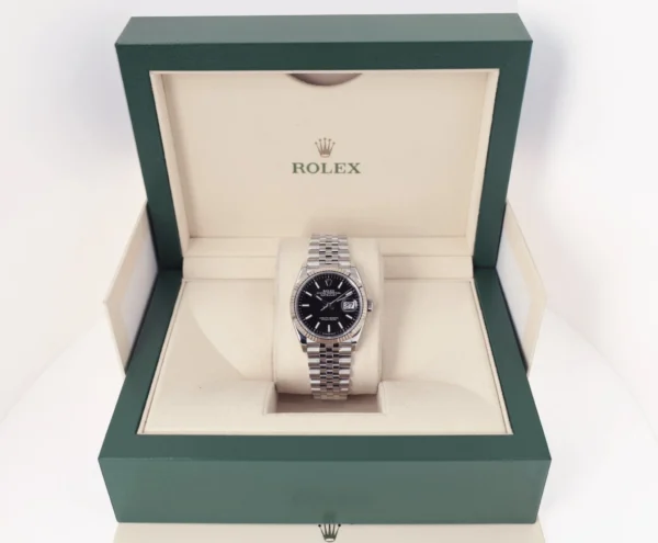 Rolex Datejust 36 White Gold Black Index Dial & Fluted Bezel Jubilee Bracelet 126234 - Image 2