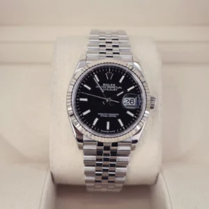 Rolex Datejust 36 White Gold Black Index Dial & Fluted Bezel Jubilee Bracelet 126234