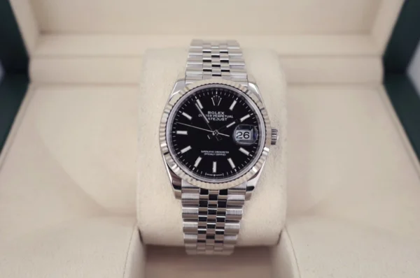 Rolex Datejust 36 White Gold Black Index Dial & Fluted Bezel Jubilee Bracelet 126234