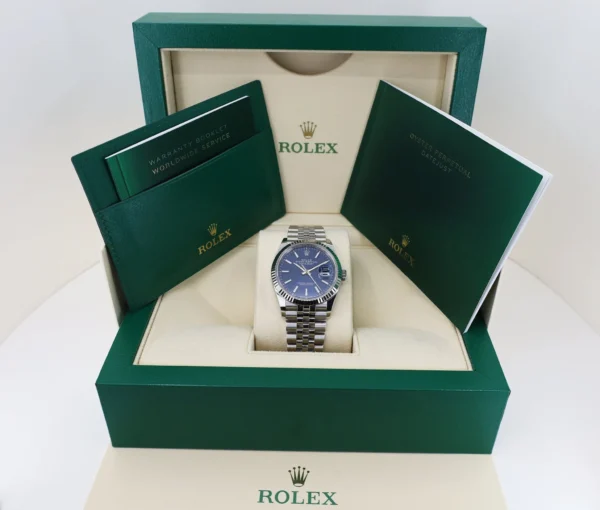 Rolex Datejust 36 White Gold/Steel Blue Index Dial & Fluted Bezel Jubilee Bracelet 126234 - Image 2