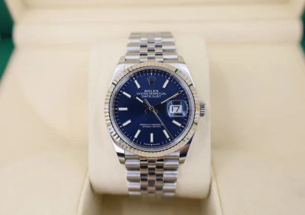 Rolex Datejust 36 White Gold/Steel Blue Index Dial & Fluted Bezel Jubilee Bracelet 126234