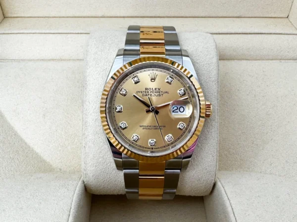 Rolex Datejust 36 Yellow Gold/Steel Champagne Diamond Dial & Fluted Bezel Oyster Bracelet 126233 - Image 2