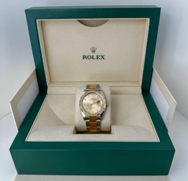 Rolex Datejust 36 Yellow Gold/Steel Champagne Diamond Dial & Fluted Bezel Oyster Bracelet 126233 - Image 3