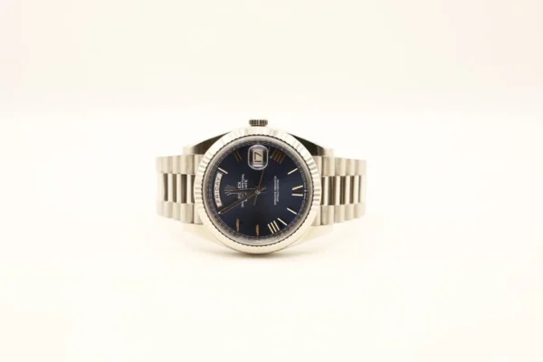 Rolex Day-Date 40 White Gold Blue Roman Dial & Fluted Bezel President Bracelet 228239 - - Image 7