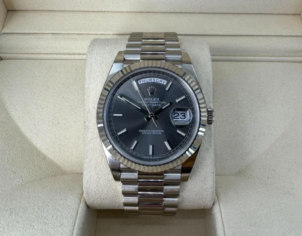 Rolex Day-Date 40 White Gold Slate Dial Index Dial & Fluted Bezel President Bracelet 228239 - Image 2