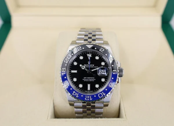 Rolex GMT Master II “Batgirl” Steel Black Dial Blue/Black Ceramic Bezel Jubilee Bracelet 126710BLNR