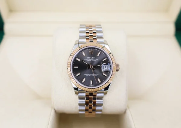 Rolex Lady-Datejust 31 Rose Gold/Steel Rhodium Index Dial & Fluted Bezel Jubilee Bracelet 278271