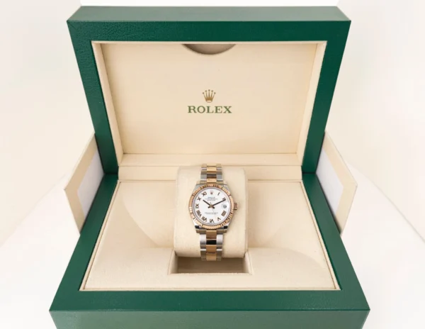 Rolex Lady-Datejust 31 Rose Gold/Steel White Roman Dial & Fluted Bezel Oyster Bracelet 278271 - Image 3