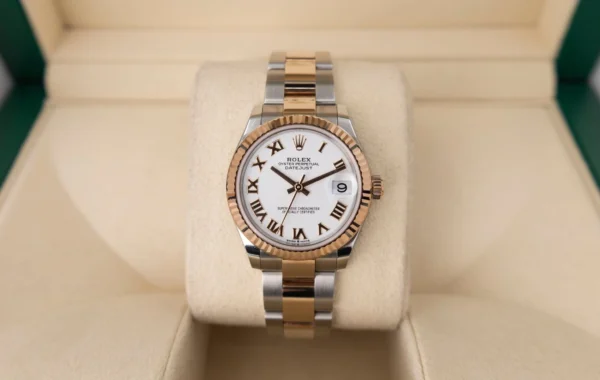 Rolex Lady-Datejust 31 Rose Gold/Steel White Roman Dial & Fluted Bezel Oyster Bracelet 278271 - Image 2