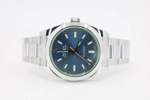 Rolex Milgauss Green Crystal Stainless Steel Blue Dial & Bezel Oyster Bracelet 116400GV - Image 3