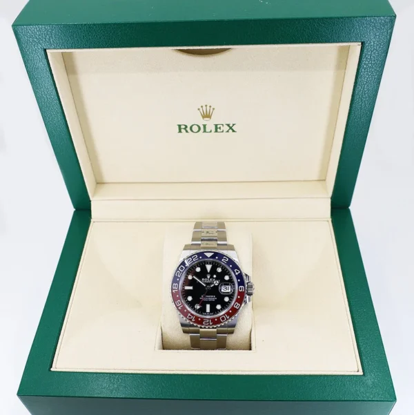 Rolex Steel GMT-Master II 40 Watch - Blue And Red Pepsi Bezel - Black Dial - Oyster Bracelet - 126710BLRO o - Image 2