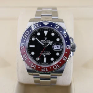 Rolex Steel GMT-Master II 40 Watch - Blue And Red Pepsi Bezel - Black Dial - Oyster Bracelet - 126710BLRO o