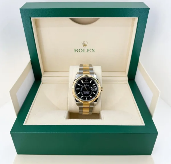 Rolex Sky-Dweller Yellow Gold/Steel Black Index Dial Fluted Bezel Oyster Bracelet 326933 - Image 3