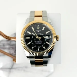 Rolex Sky-Dweller Yellow Gold/Steel Black Index Dial Fluted Bezel Oyster Bracelet 326933