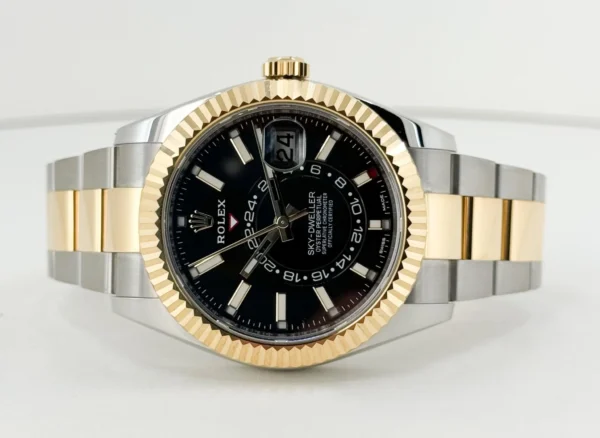 Rolex Sky-Dweller Yellow Gold/Steel Black Index Dial Fluted Bezel Oyster Bracelet 326933 - Image 4