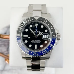 Rolex Steel GMT-Master II 40 Watch - Black And Blue Batman Bezel - Black Dial - Oyster Bracelet - 116710BLNR