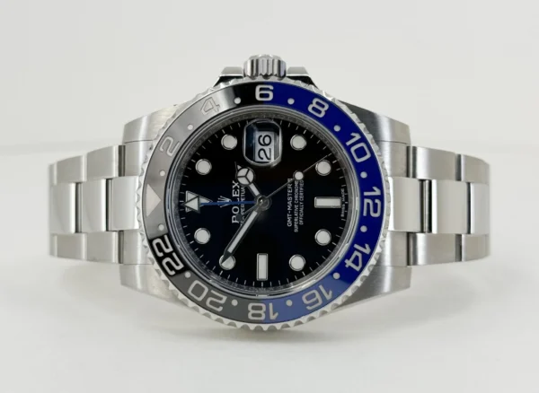 Rolex Steel GMT-Master II 40 Watch - Black And Blue Batman Bezel - Black Dial - Oyster Bracelet - 116710BLNR - Image 4