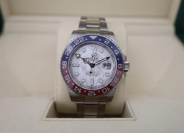 Rolex White Gold GMT-Master II 40 Watch - Blue and Red Pepsi Bezel - Meteorite Dial - Oyster Bracelet - 126719BLRO mt - Image 2