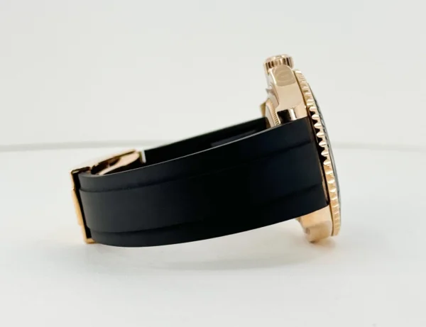 Rolex Yacht-Master 40 Rose Gold Everose 18k Black Dial Ceramic Bezel Oysterflex Rubber Bracelet 116655 - Image 6