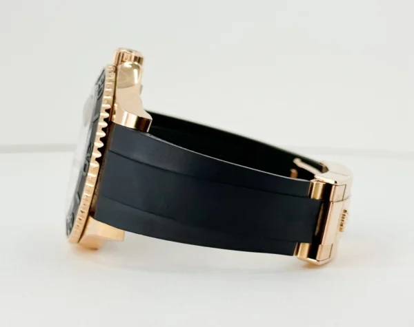Rolex Yacht-Master 40 Rose Gold Everose 18k Black Dial Ceramic Bezel Oysterflex Rubber Bracelet 116655 - Image 4