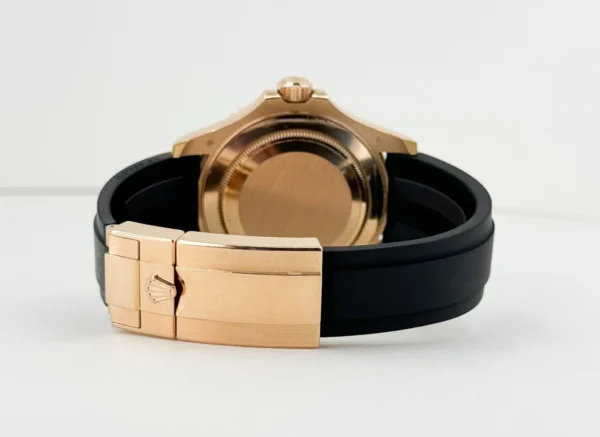 Rolex Yacht-Master 40 Rose Gold Everose 18k Black Dial Ceramic Bezel Oysterflex Rubber Bracelet 116655 - Image 9