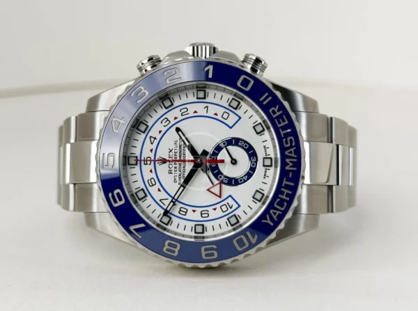 Rolex Yacht-Master II Stainless Steel White Dial Mercedes Hands Blue Ceramic Bezel 116680 - Image 4