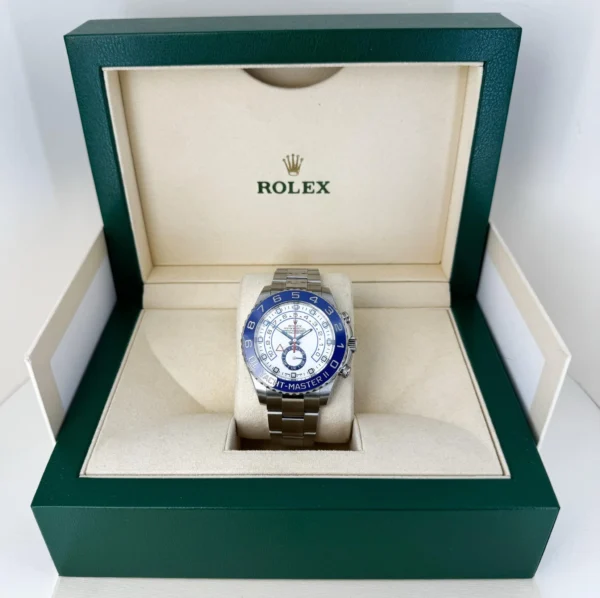 Rolex Yacht-Master II Stainless Steel White Dial Mercedes Hands Blue Ceramic Bezel 116680 - Image 3
