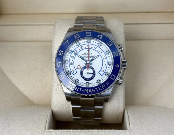 Rolex Yacht-Master II Stainless Steel White Dial Mercedes Hands Blue Ceramic Bezel 116680 - Image 2
